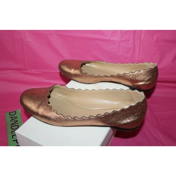 Chloe Pink Gold Ballerina Shoes Scalloped Ballet Flats IA012 Size 36.5 Women's 6 - Picture 5 of 8